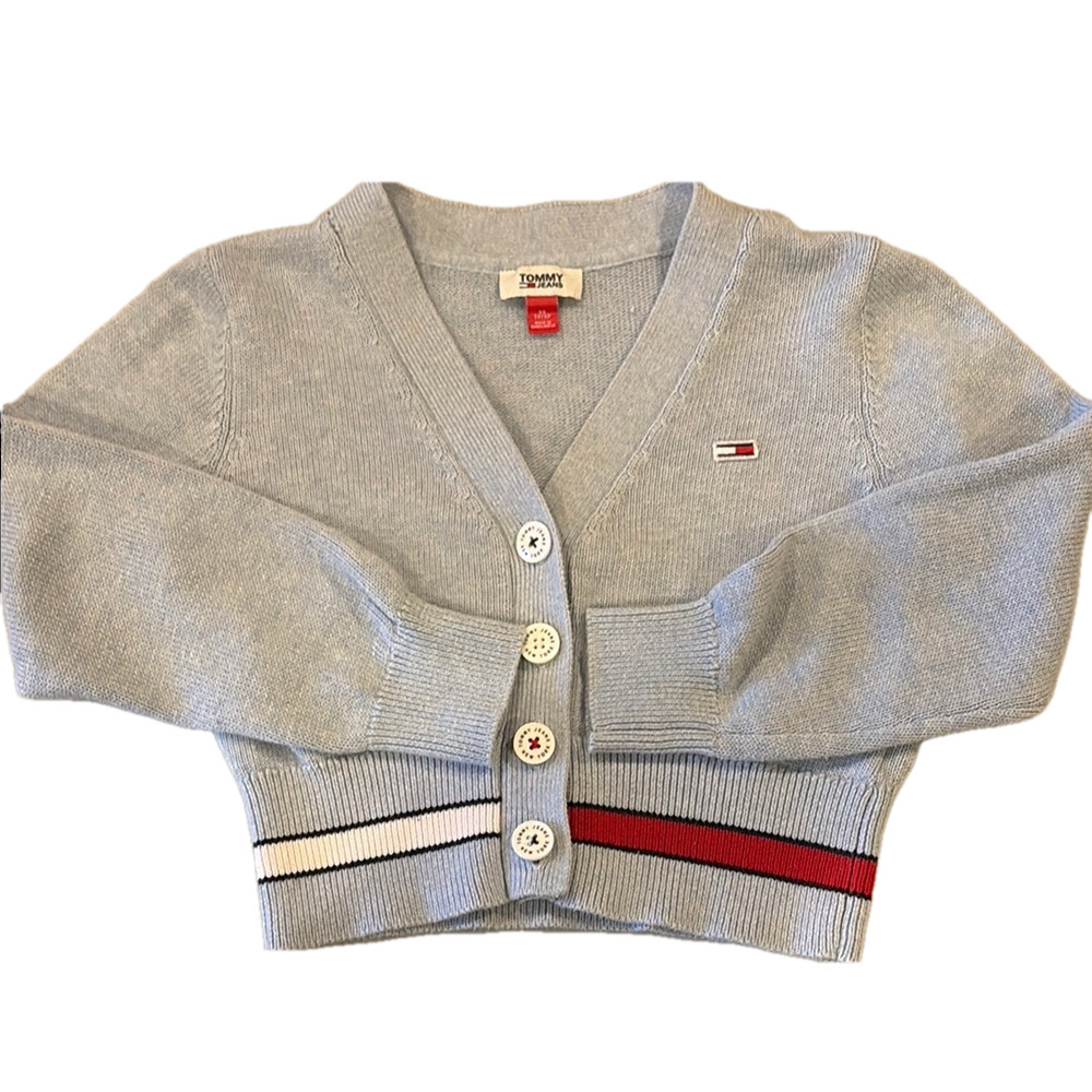 Tommy Jeans Womans XS shrunken cardigan in light blue